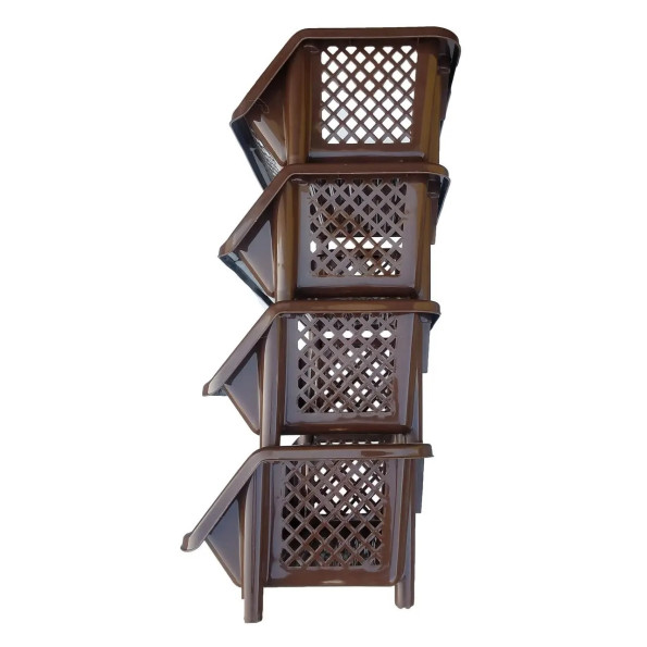 Етажерка органайзер пластикова для зберігання на кухню, у ванну коричнева -
                                                        Фото 2